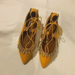 Aquazzura Shoes Aquazzura Firenze Gold Suede Lace Up Shoes